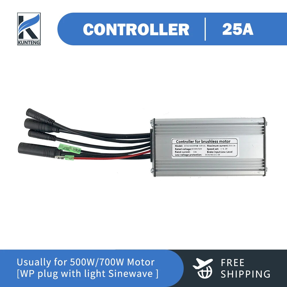 E-bike KT Controller 36 48V 250-1000W Sinewave SM/WP Plug Controller with Light