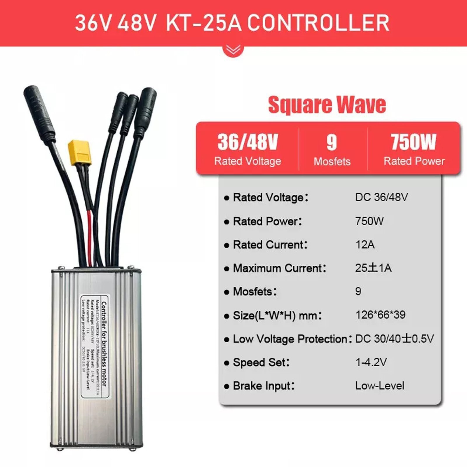 36V 48V 25A 750W Controller Waterproof Brushless Motor Electric Bicycle E-bike