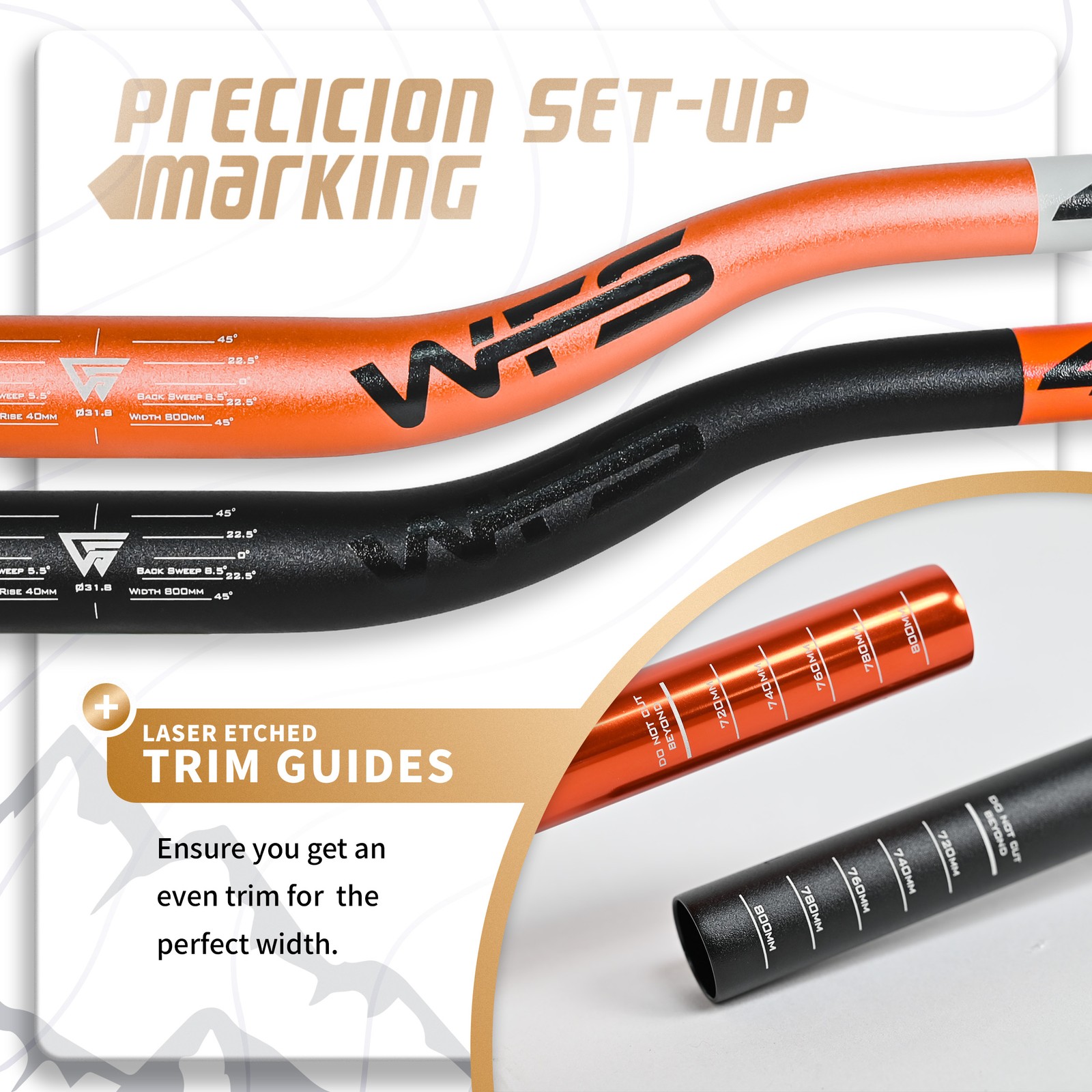 WFS Xtreme 31.8 x 800mm Handlebar 75mm Rise, Black x Silver