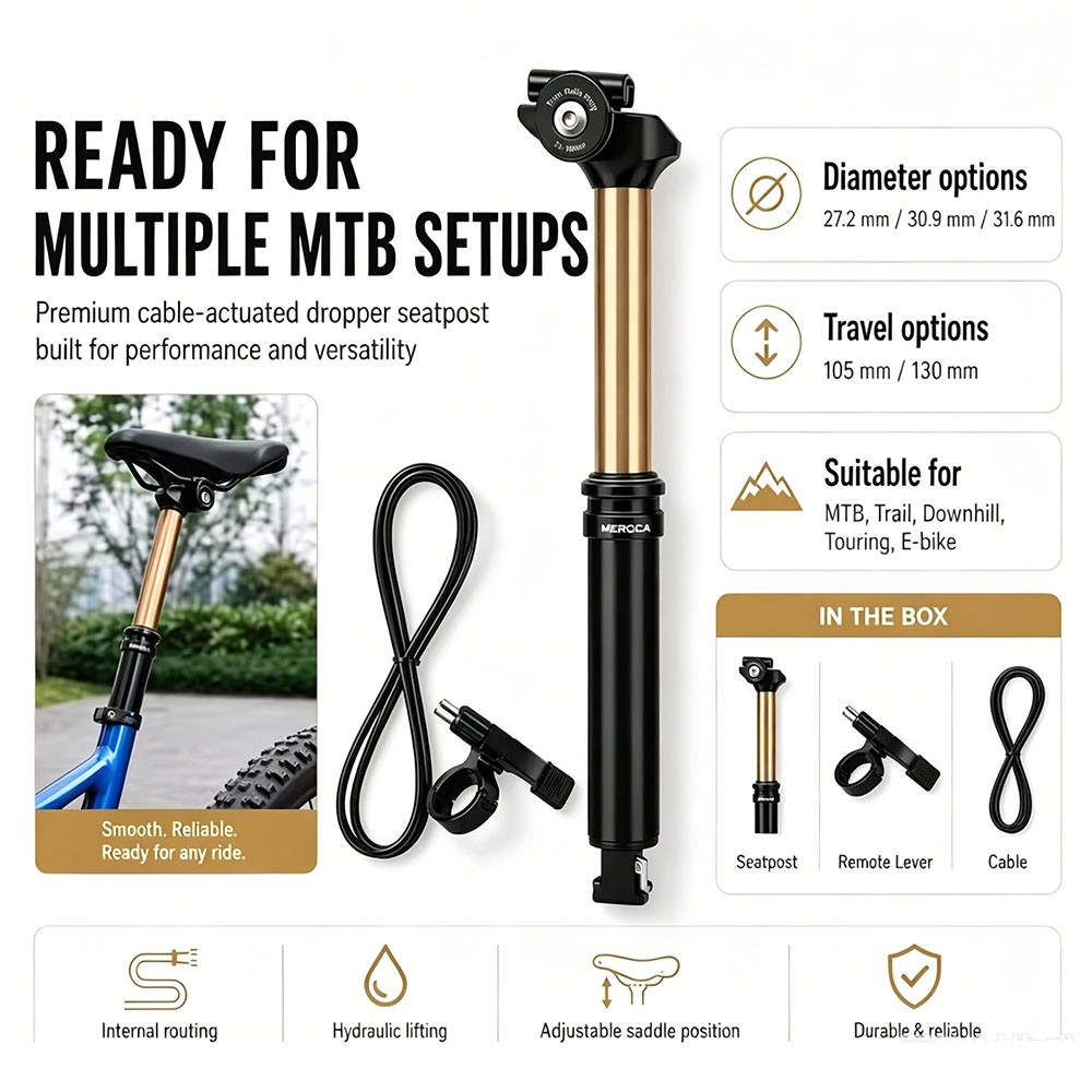 Bicycle Dropper Seatpost Internal Routing MTB Remote Control Hydraulic Lifting