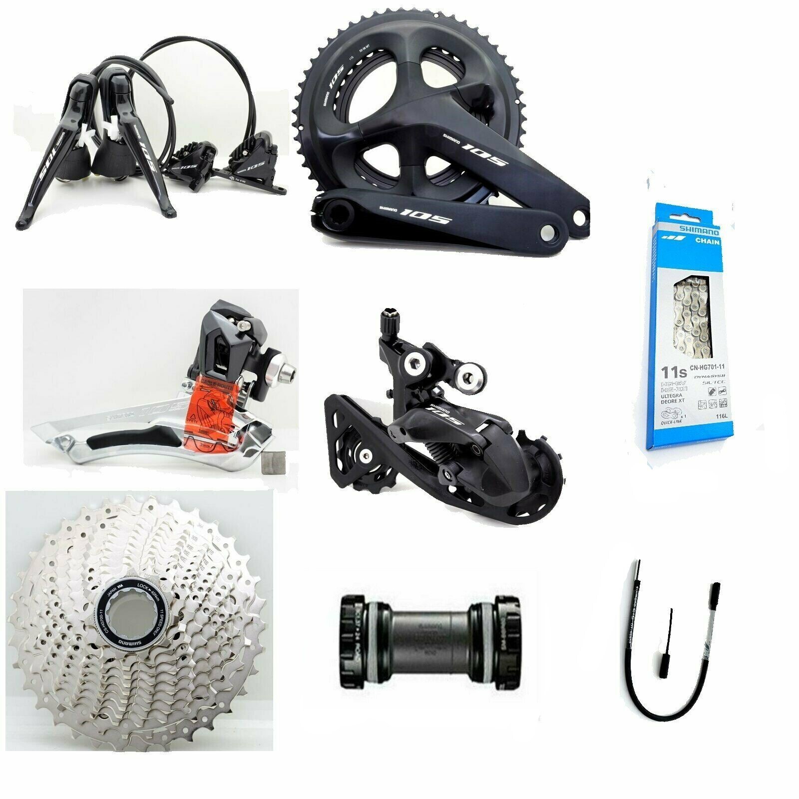Shimano 105 ST-R7020 FC/FD/RD-R7000 160mm 50-34T HG700 11-34 BR-R7070 GroupSet