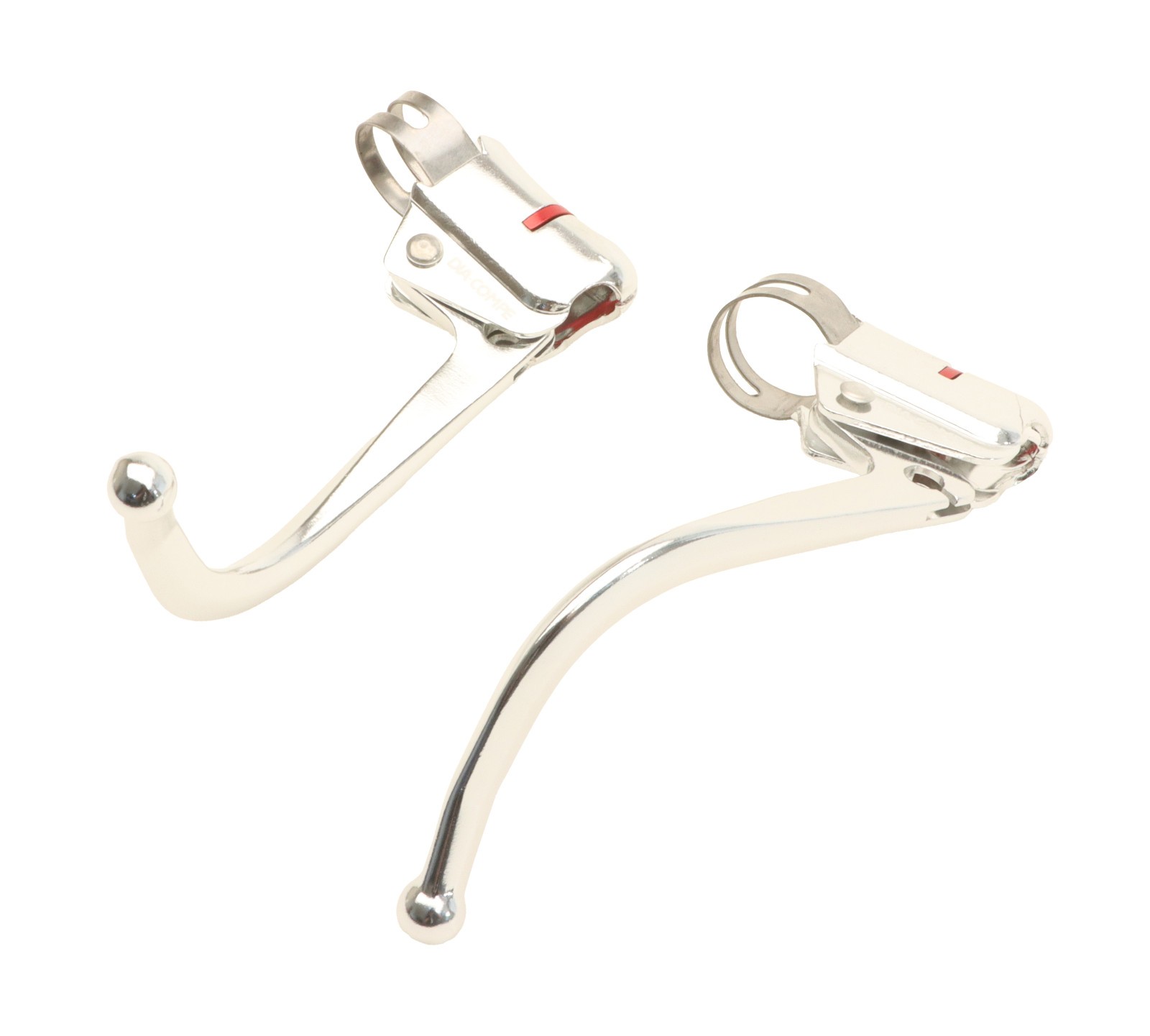 Dia-Compe DC139 Guidonnet Bullhorn Brake Levers 23.8mm Clamp Silver NEW NOS