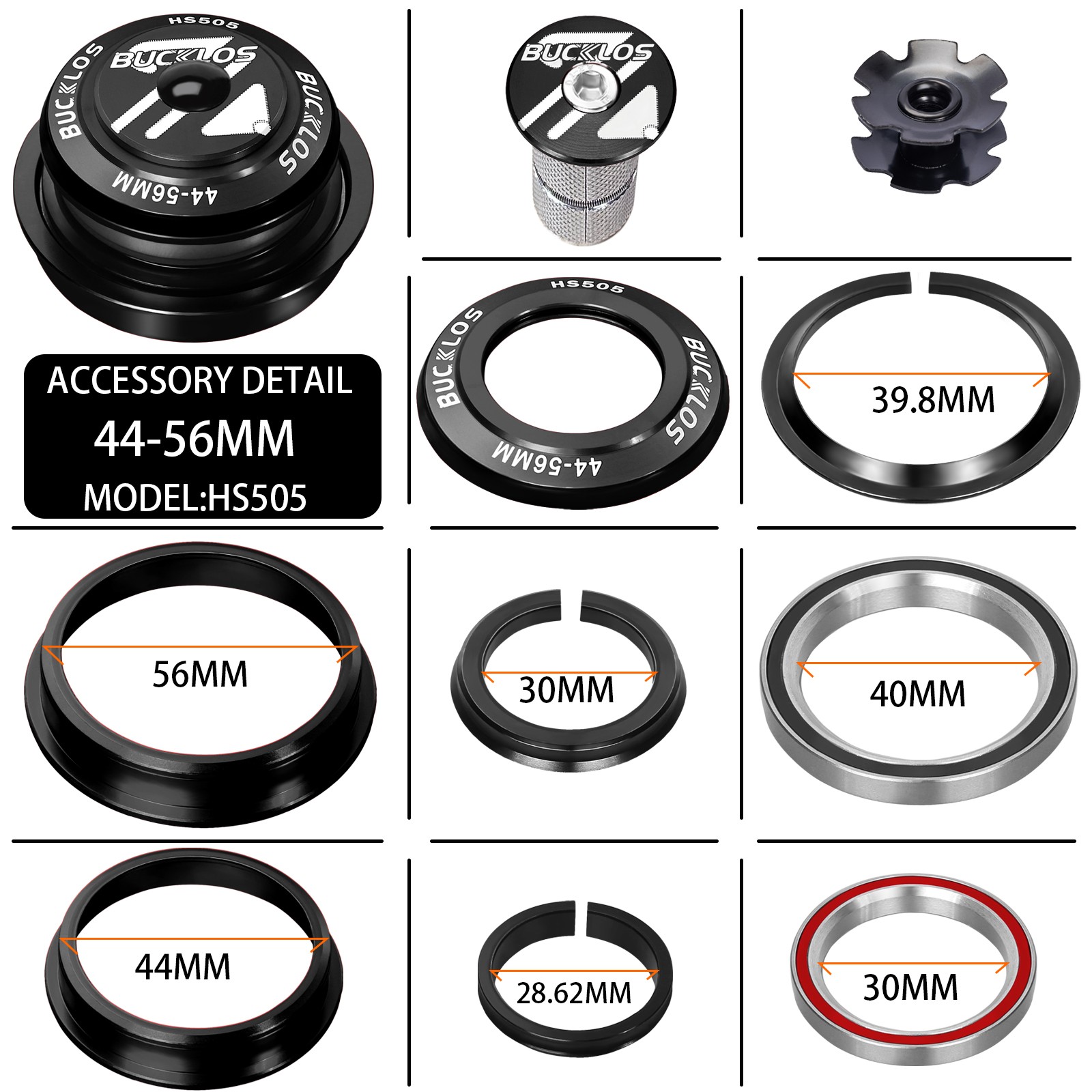 1-1/8″ Threadless Bicycle Headset 34/44/44-56mm Sealed Bearing MTB Road Fork US