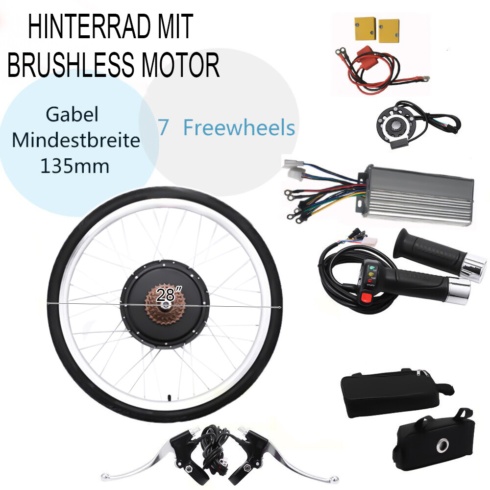 28″ 48V 1000W Electric Bicycle Motor Conversion Kit Rear Wheel E-Bike Hub Motor