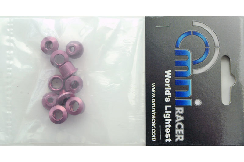 OMNI Racer WORLDS LIGHTEST Ultra-Lite Road Crankset Chainring Bolts: PINK