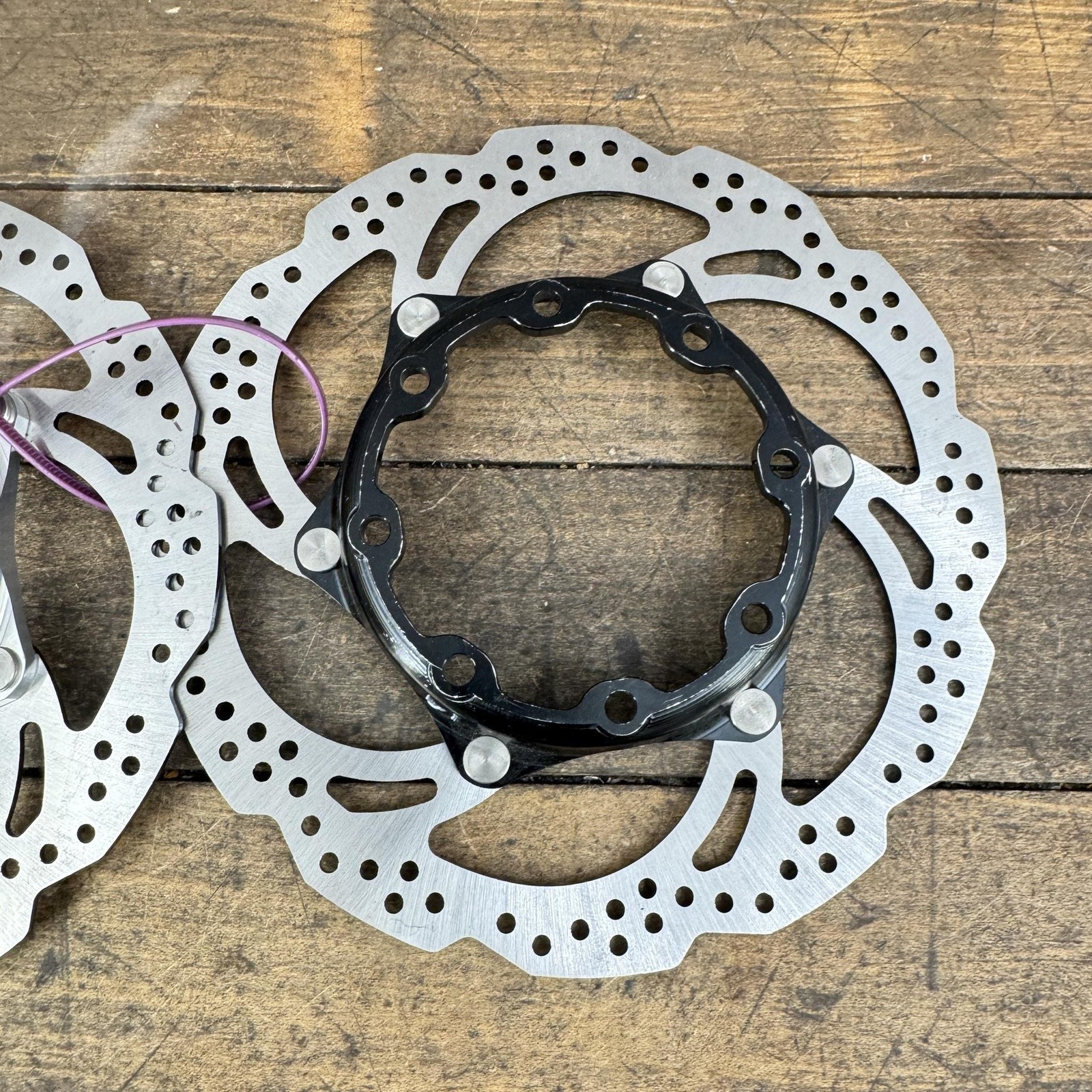 CycleOps Disc 2.4 Brake Rotors Pair Set 2 160mm 6 Bolt Silver Black Bike Used