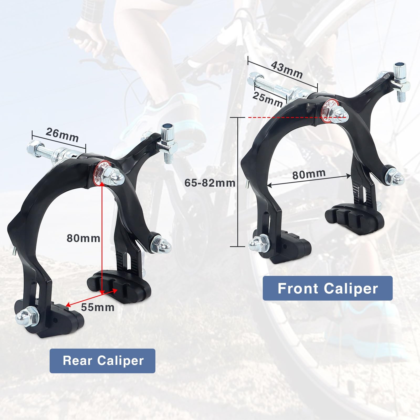 Bike Caliper Brake Set Suits For 20 24 26 29 Inch Wheel Bicycle Replacement