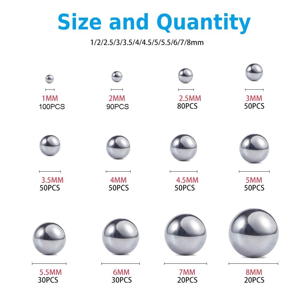 620-Pack 304 Stainless Steel Bearing Balls – Lubricated for Optimal Performance