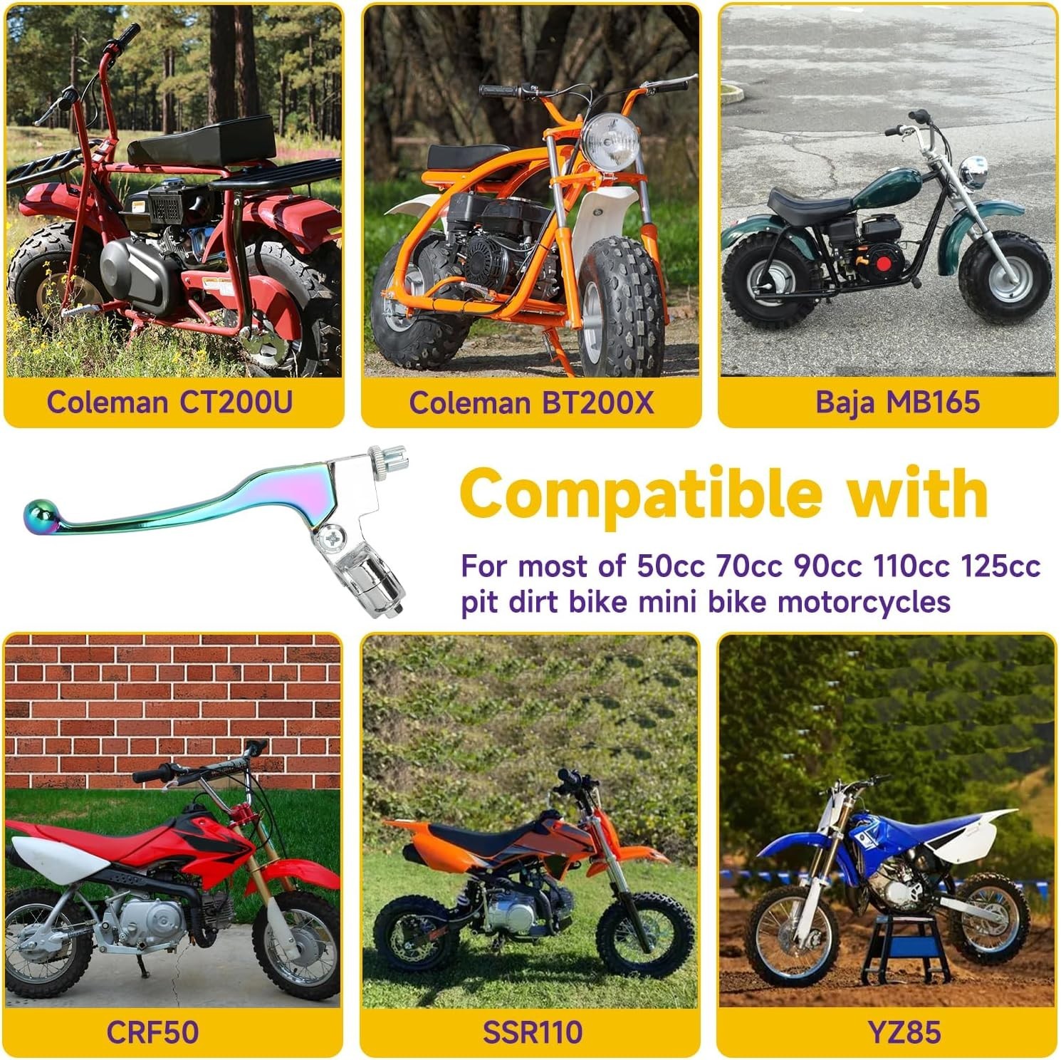 Electroplated 7/8» Left Brake Lever for Mini Bikes – Modern Style, Easy Install