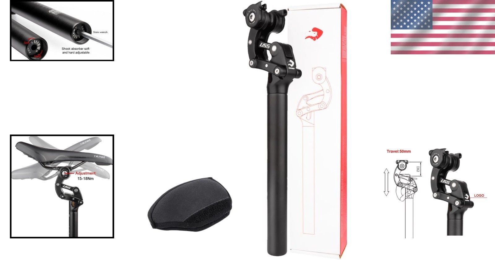 Safort Suspension Seatpost 27.2mm Aluminum 365mm Length Replacement