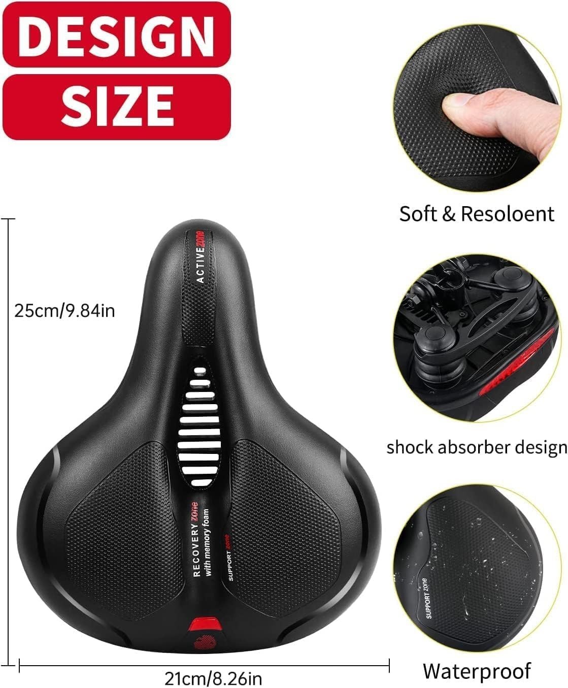 Reflective Waterproof Bike Seat Cushion – Comfortable Gel & Memory Foam Padding