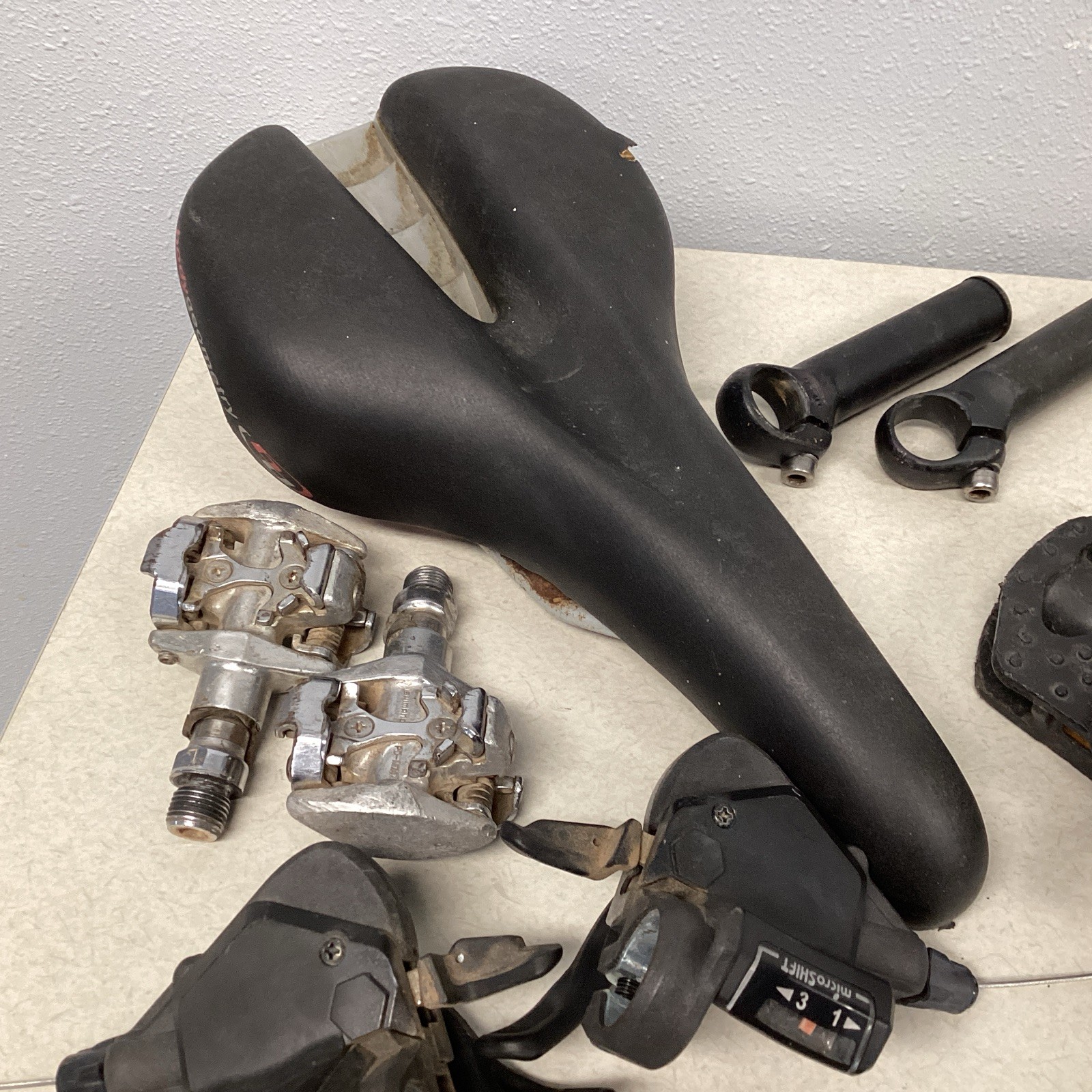 Lot Of Assorted Bicycle Parts – Derailleur, Brakes, Saddle, Pedals, etc. #23
