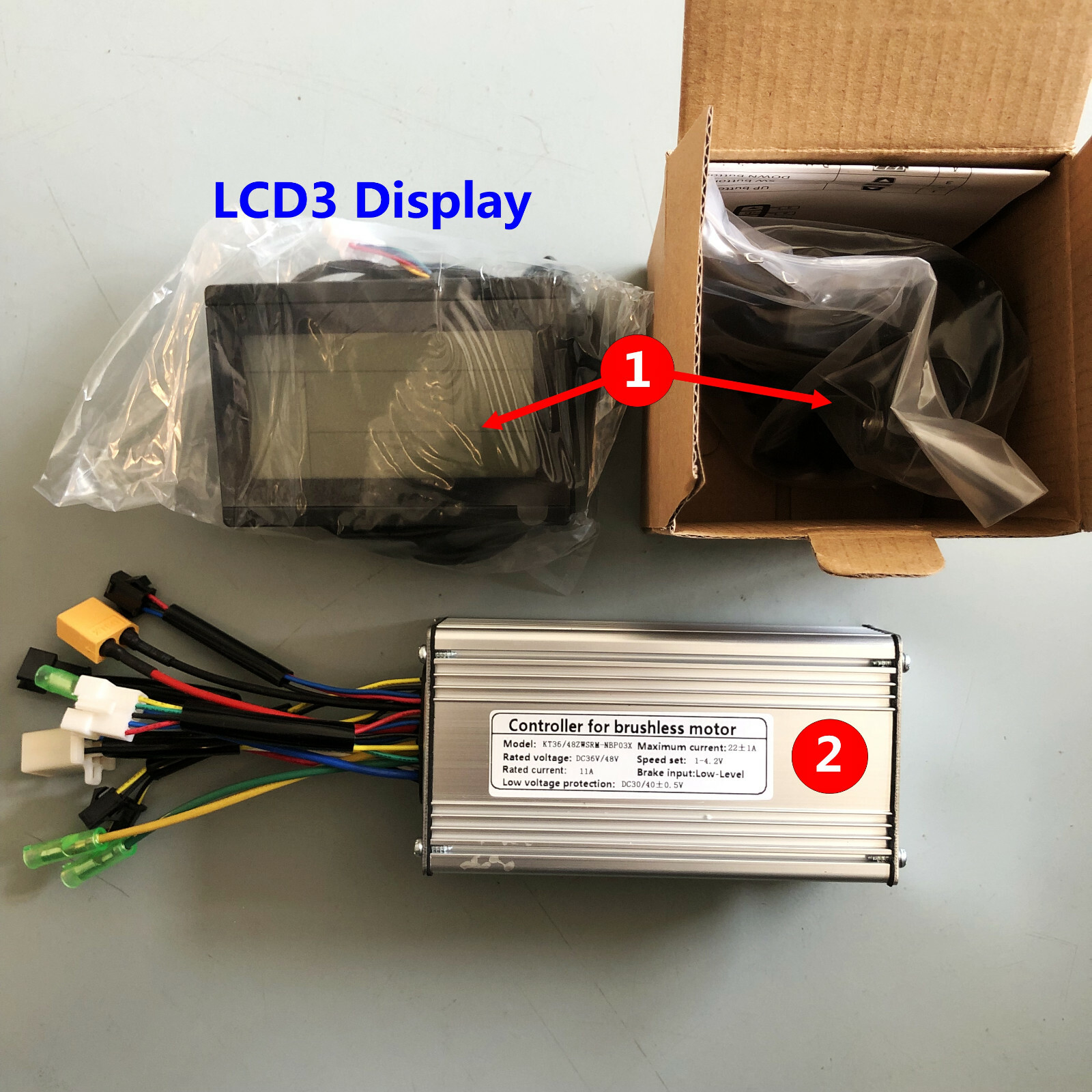36V/48V 22A KT Brushless DC Motor Controller Ebike+KT-LCD8H/KT-LCD3 Display