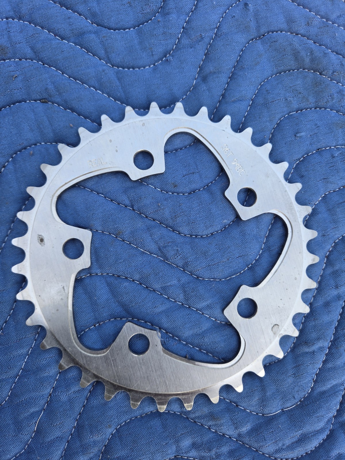 Vintage Real 7075 Chainring 36T 94mm BCD NOS New Silver Bike CNC Made In USA MTB