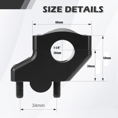 1 1/8″ Handlebar Bar Risers Motorcycle Bar Clamps 28mm Bar for Motorbike Black