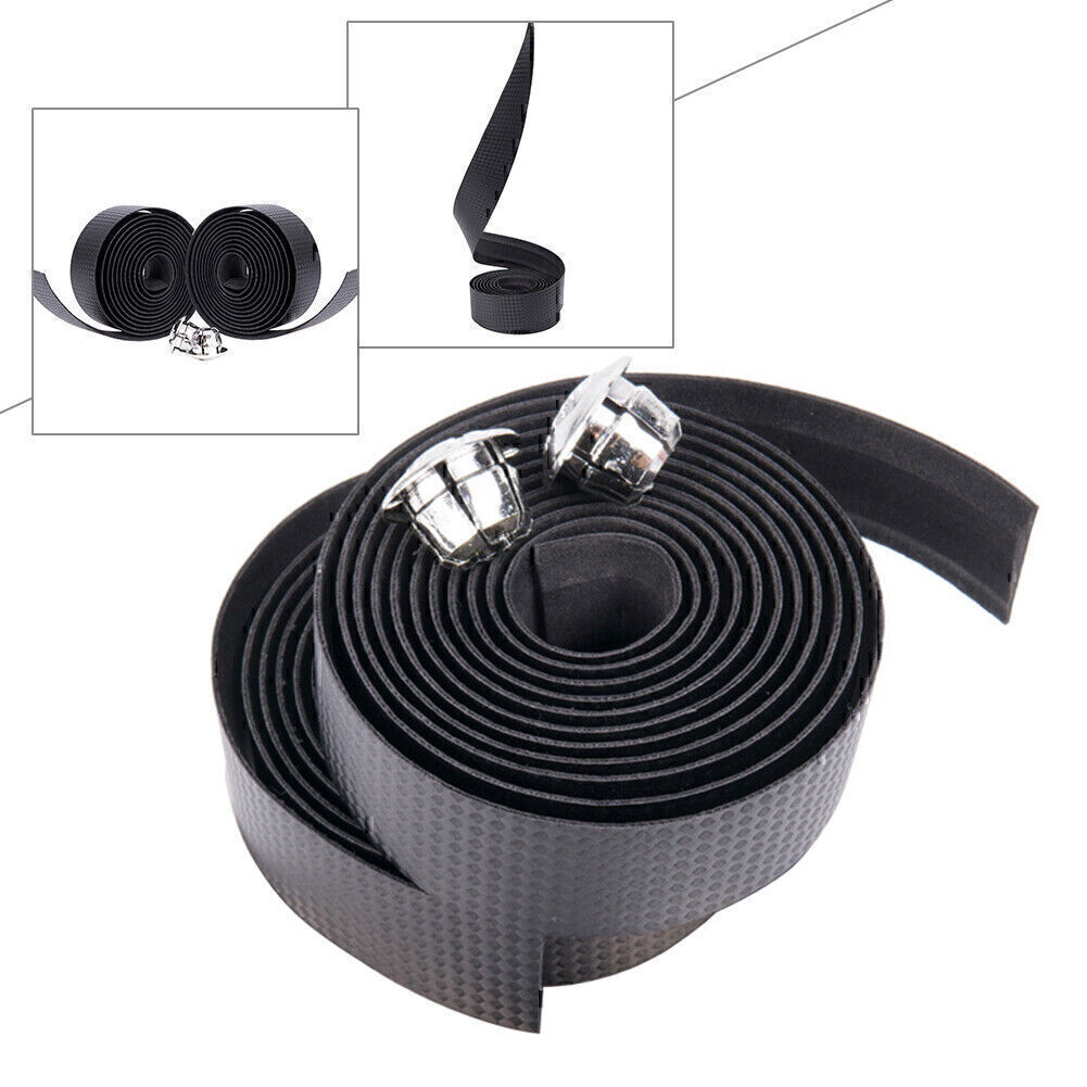 Bicycle Handlebar Strap Carbon Fiber Grain Leather Shock Absorb Handlebar Wraps