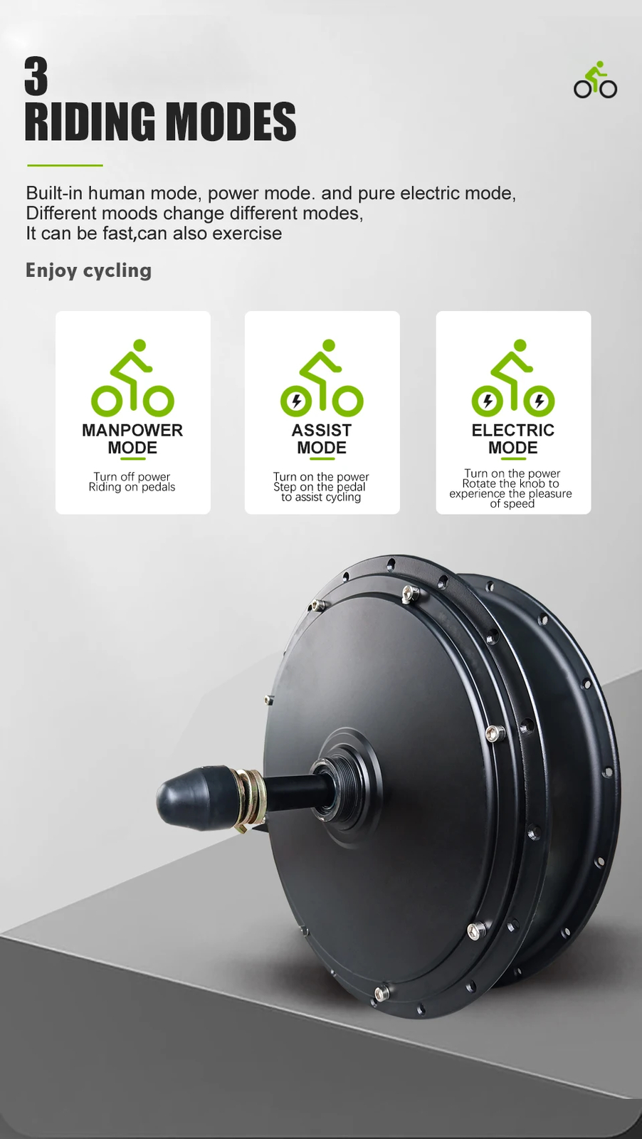 20 24 26 Inch 48V 2000W Snow E-bike Fat Brushless Gearless Rear Wheel Hub Motor