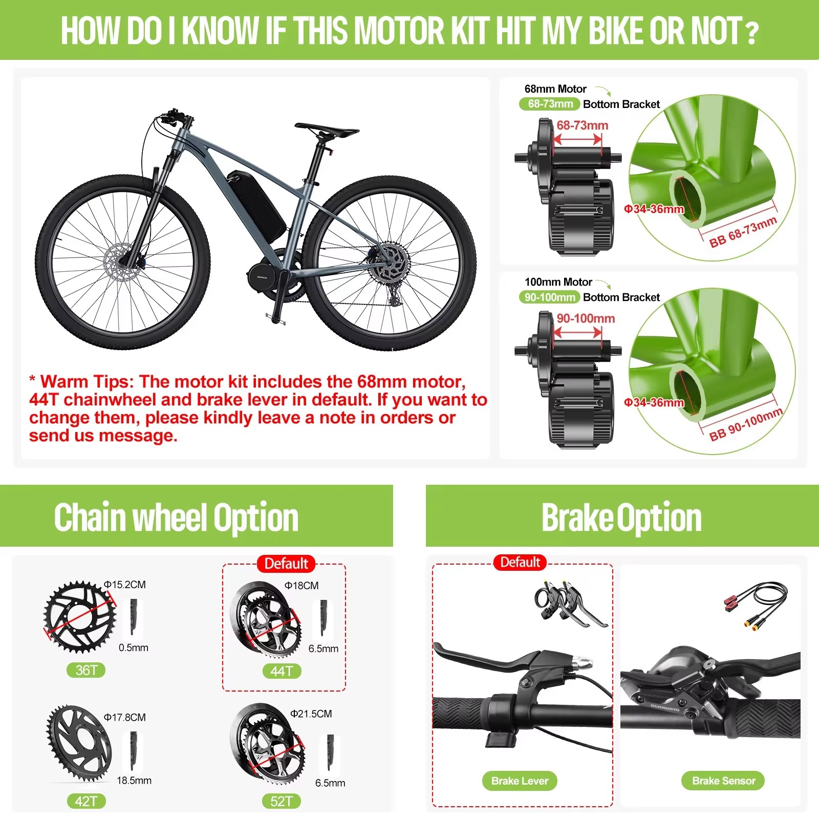 48V750W68MM BAFANG Mid Drive Motor BBS02B Ebike Electric Bicycle Conversion kit