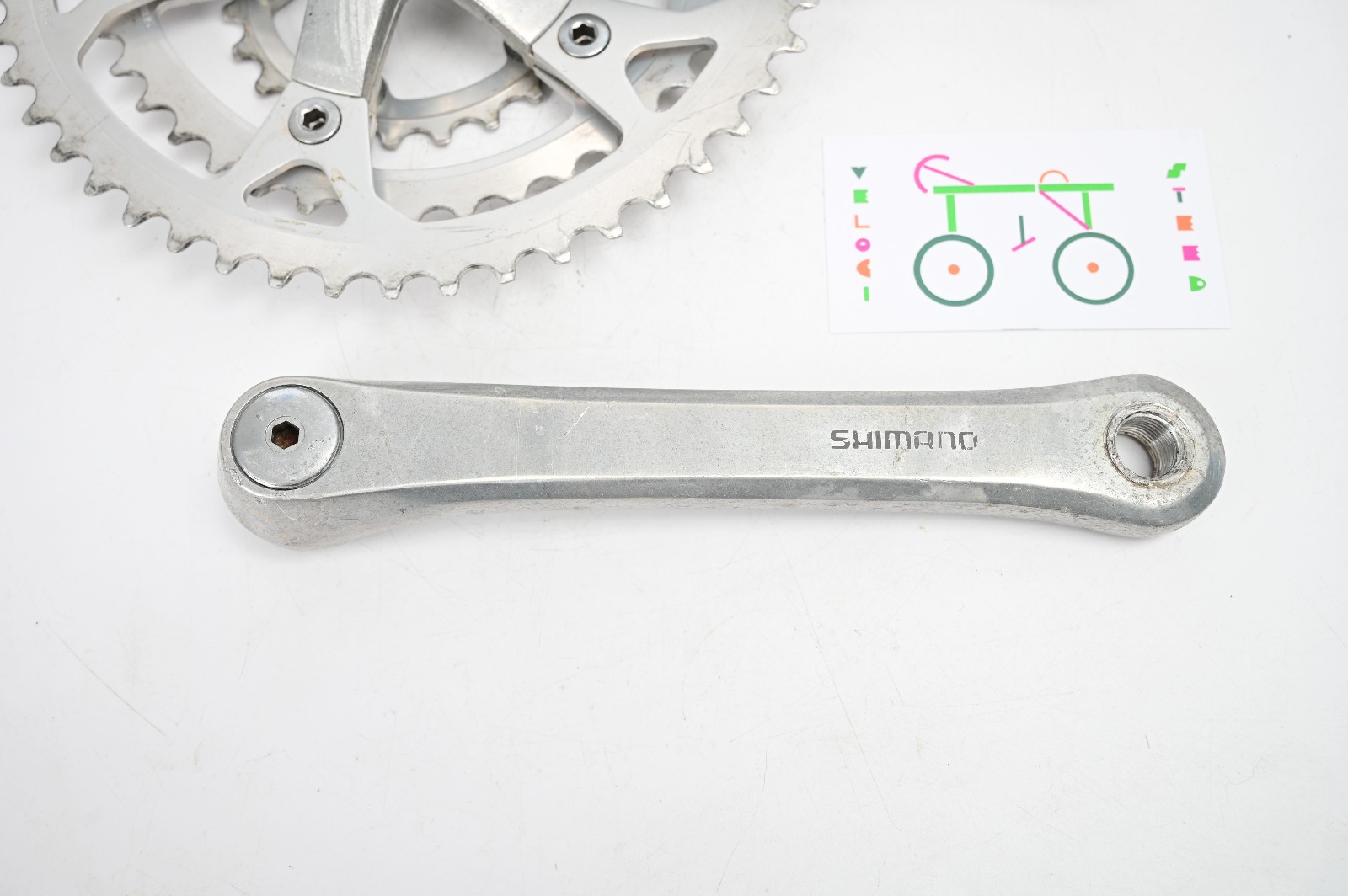 Vintage Shimano FC-B124 Silver 175mm 48/38/24t MTB Bike Biopace Triple Crankset