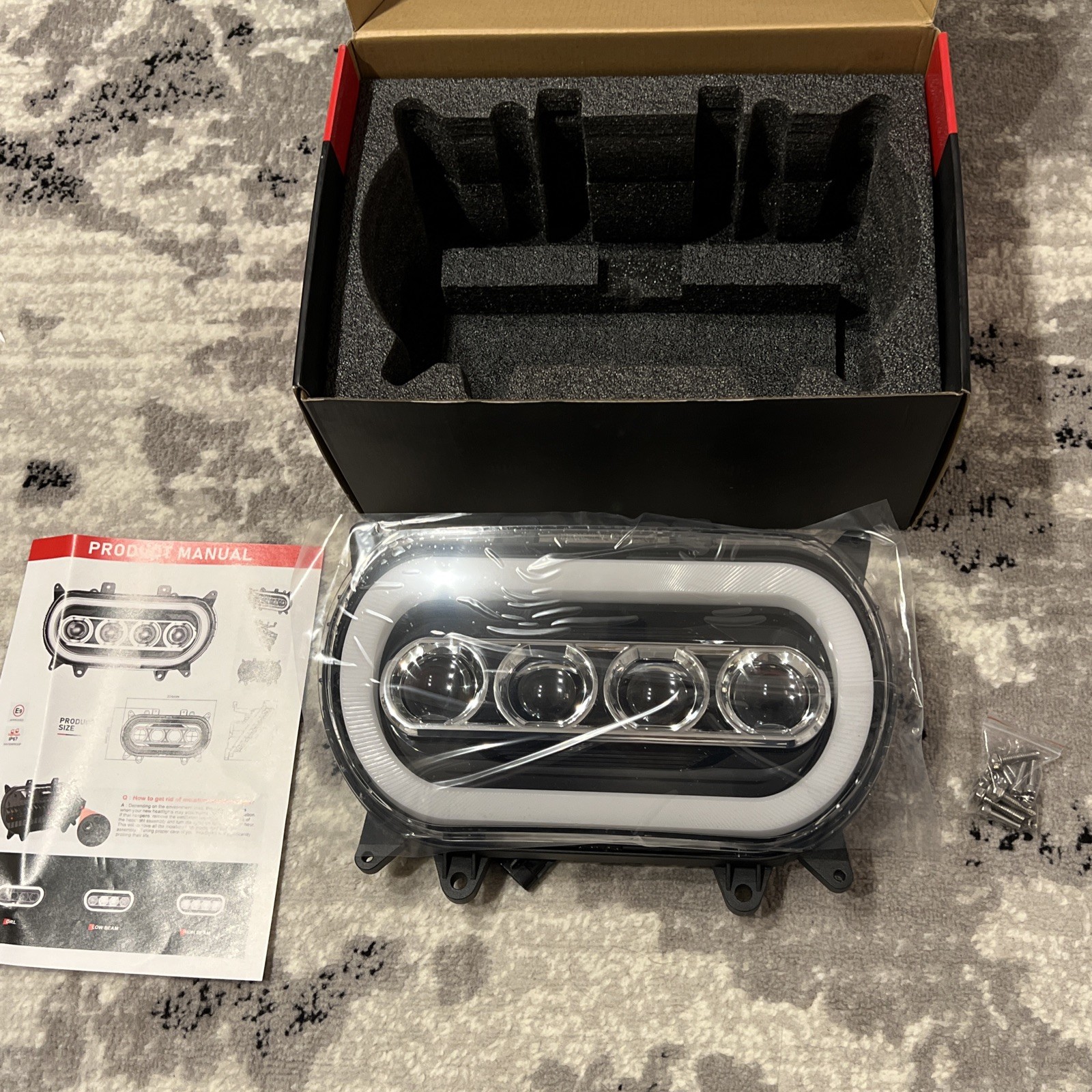 LX-LIGHT 120W High Power Motorcycles LED Headlight with DRL EMC Compatible Openb