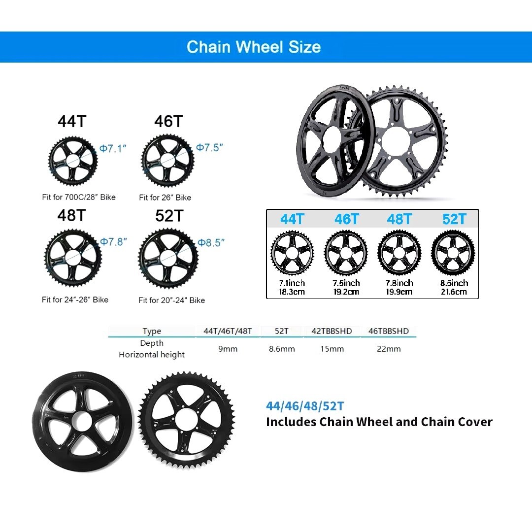 Bafang 44T 52T Chainwheel Chain Ring And Sprocket Guard Cover For BBS02B