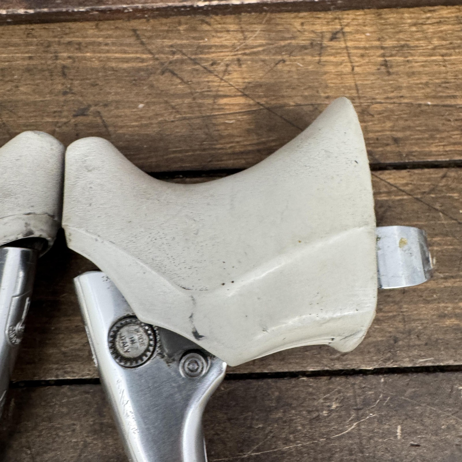 Vintage Campagnolo Brake Levers C-Record Chrous White Hoods 4-Finger Drop Bar