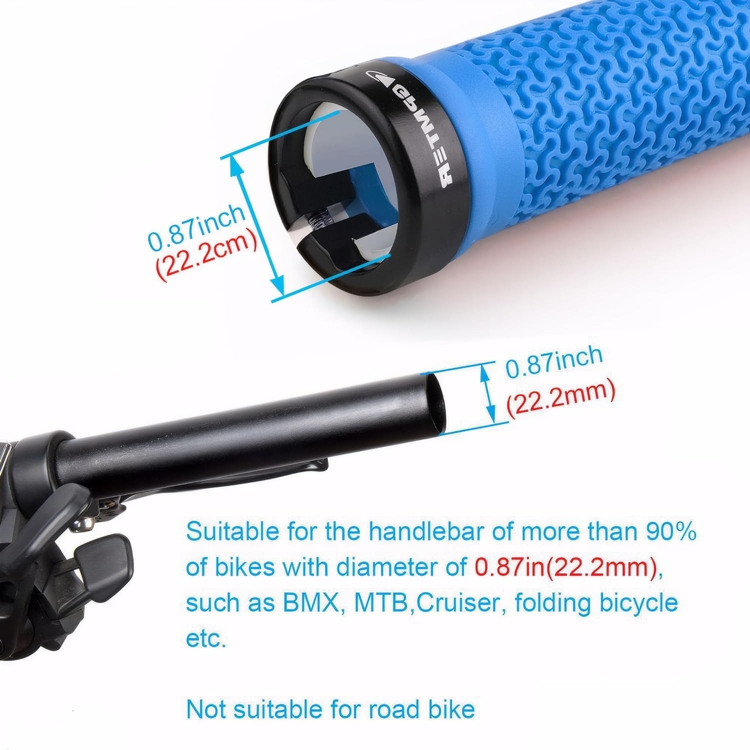 Soft Touch Rubber Bike Handlebar Grips – Lock-On, 131mm, All-Weather Grip