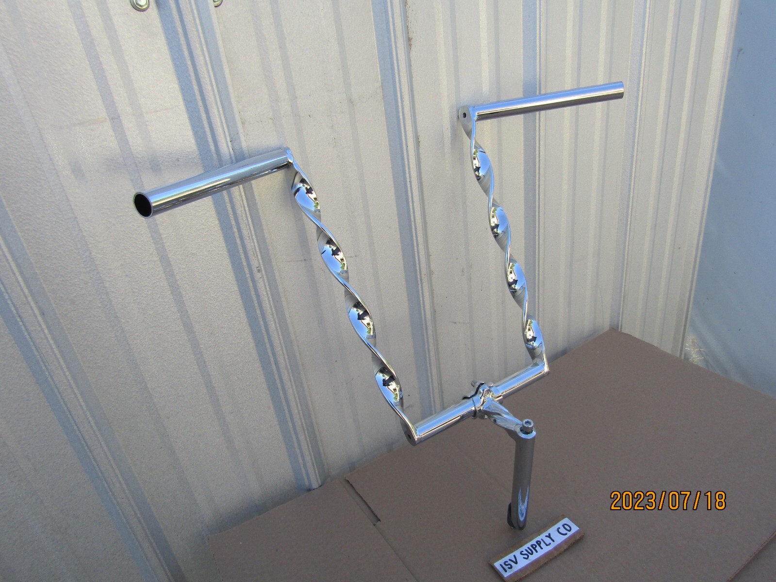 NEW CHROME LOWRIDER BICYCLE FLAT TWISTED HANDLEBAR & TWISTED GOOSENECK