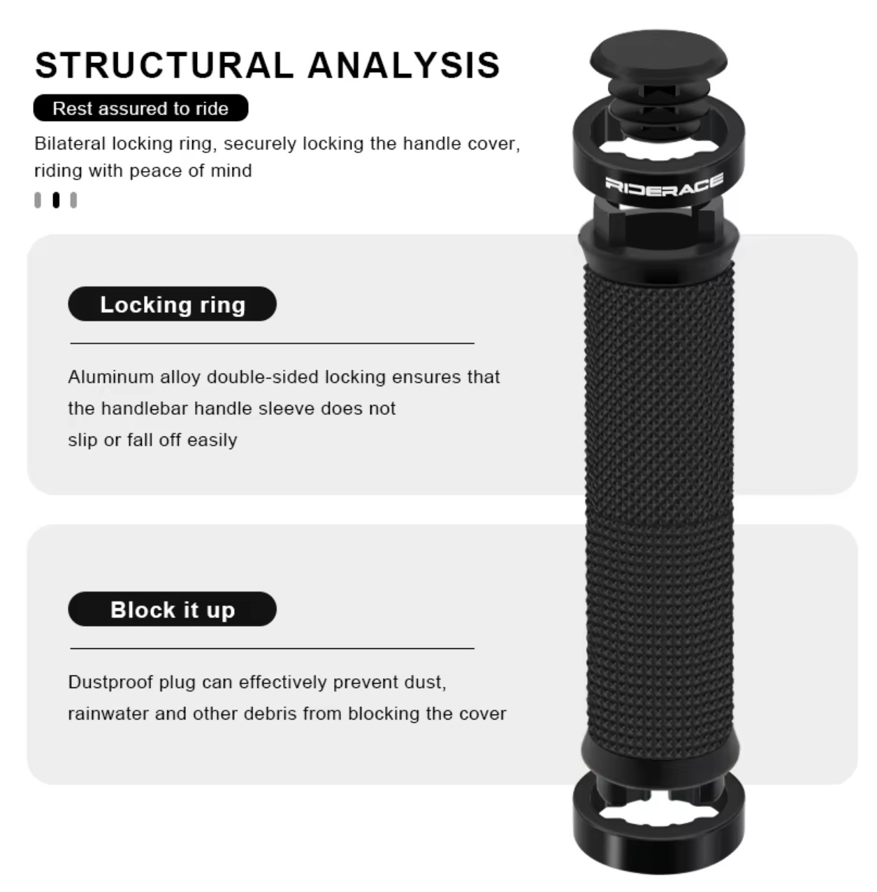 RIDERACE Bicycle Handlebar Grips Lock on MTB Mountain Bike Handle Bar Cover