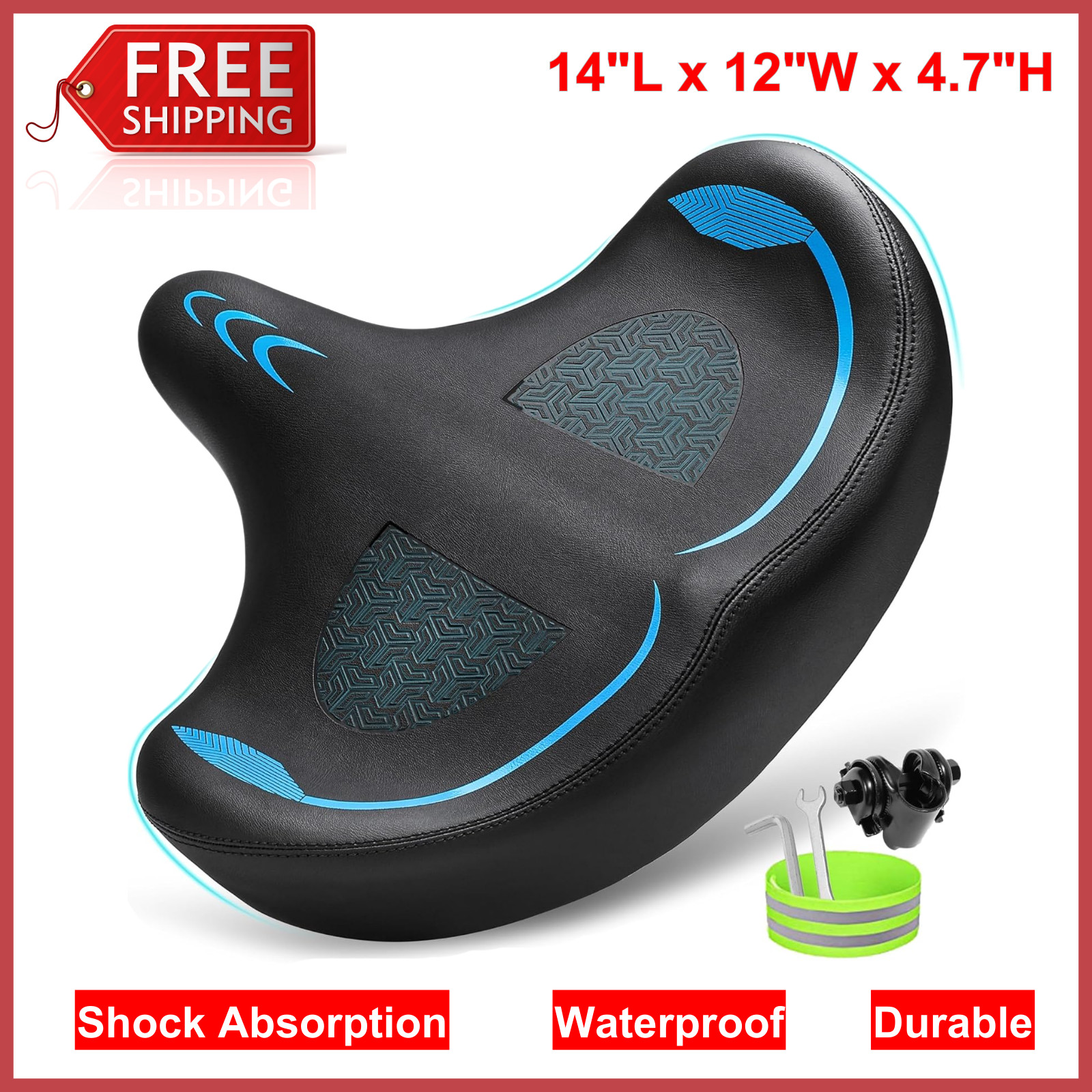 CDYWD Oversized Bike Seat For Men Women Comfort, Extra Wide Bicycle Seat Cushion