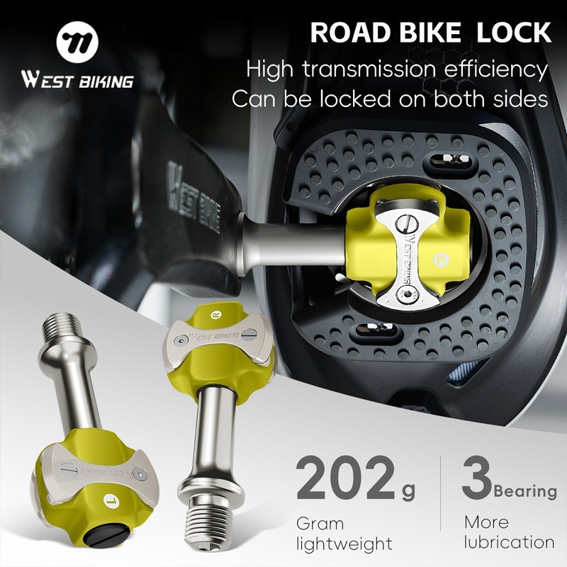 Road Bike Lock Pedals 3 Bearing for SPEEDPLAY Bicycle Clipless Pedals Yellow