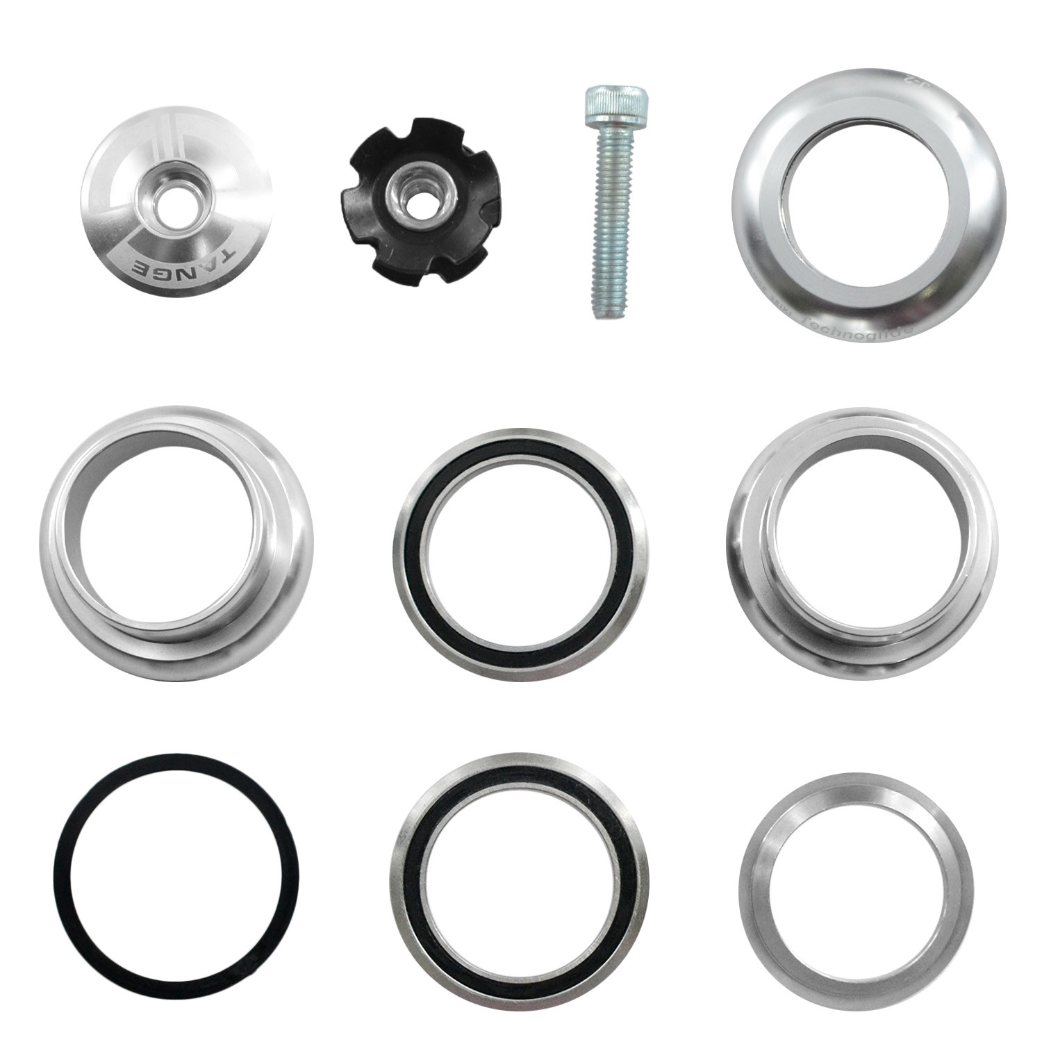 Tange Seiki Technoglide J-2 Headset 1 1/8 Inch with Top Cap , Silver