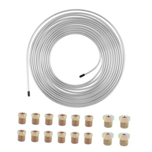 25Ft 1/4 Brake Line Kit with 16 Inverted Flare Brake Line Silver