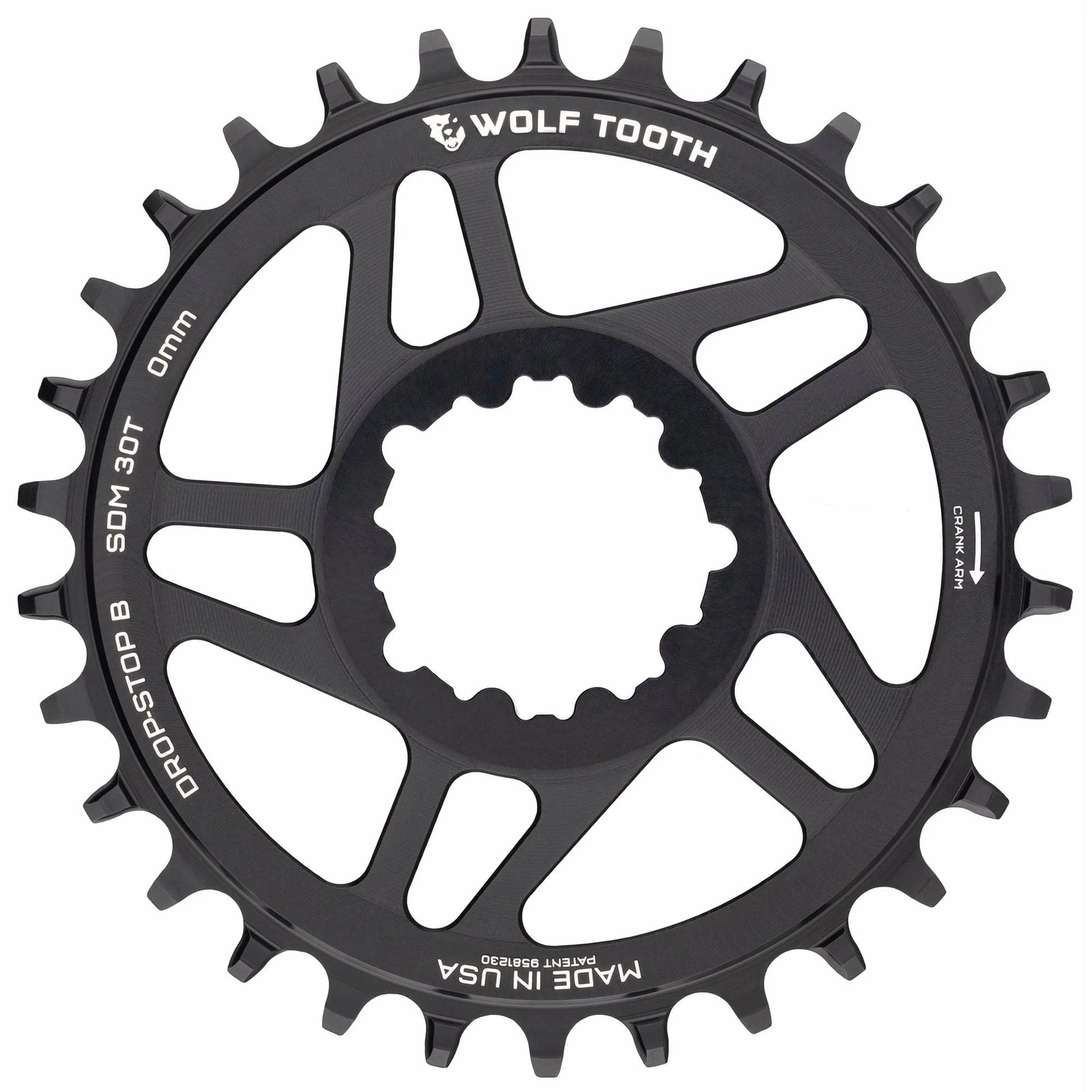 Wolf Tooth Drop Stop Chainring 32t Direct Mount 6mm Offset Aluminum Black