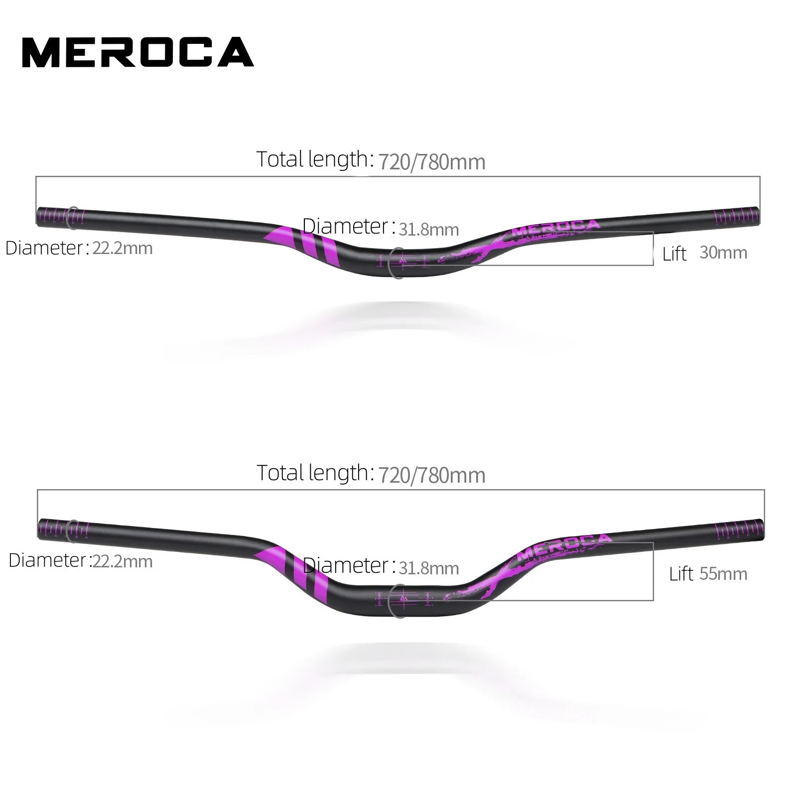 KORE MTB Bike Handlebar 720/780mm Aluminum Swallow Shape Rise 30/55mm 31.8mm