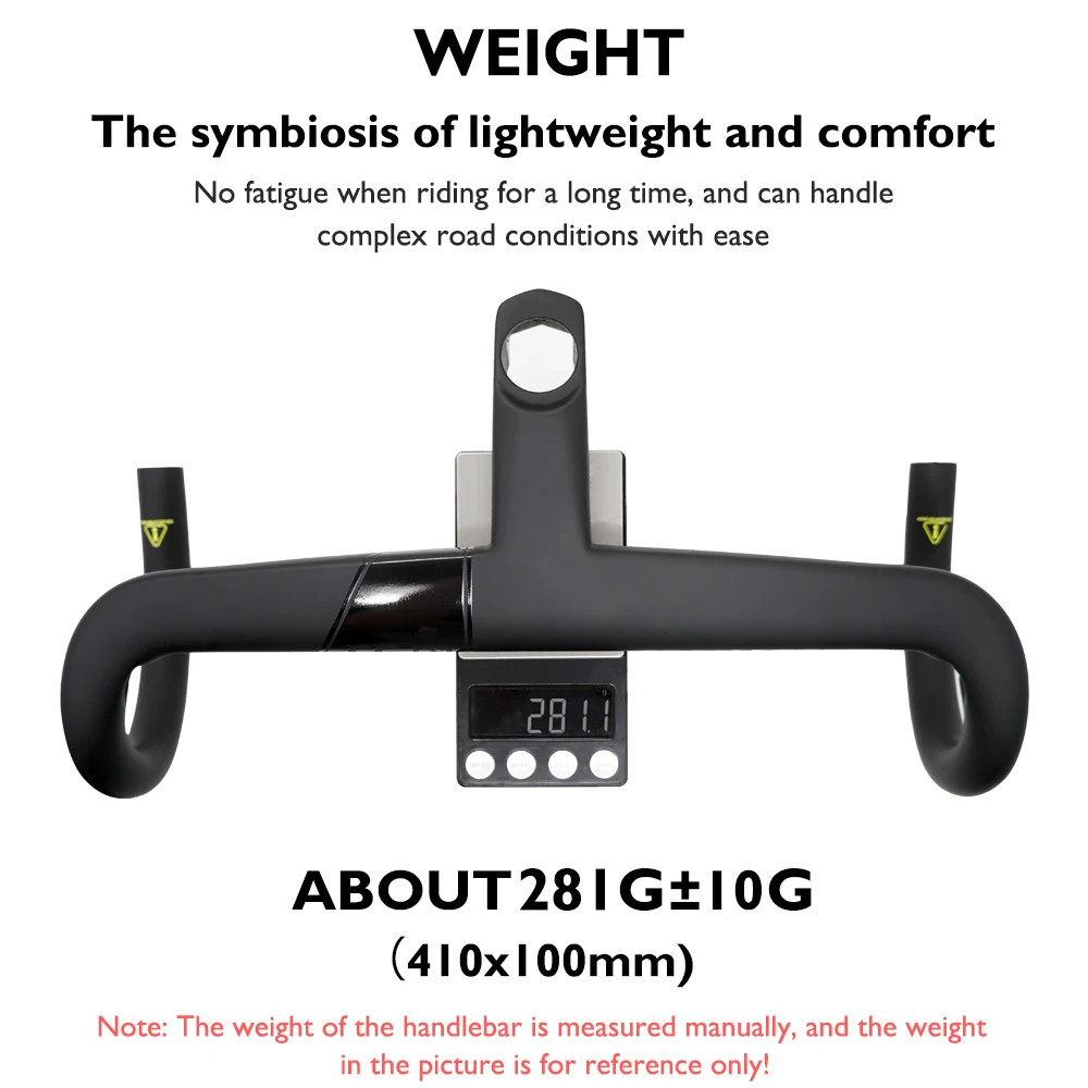 Carbon Fiber Road Bike Integrated Handlebars Internal Cable Routing 370-430mm