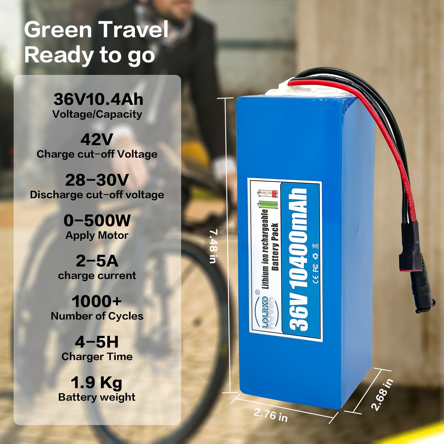 36V 10AH Battery for 200W-700W Ebike Electric Bicycle Bike Scooter 30A BMS