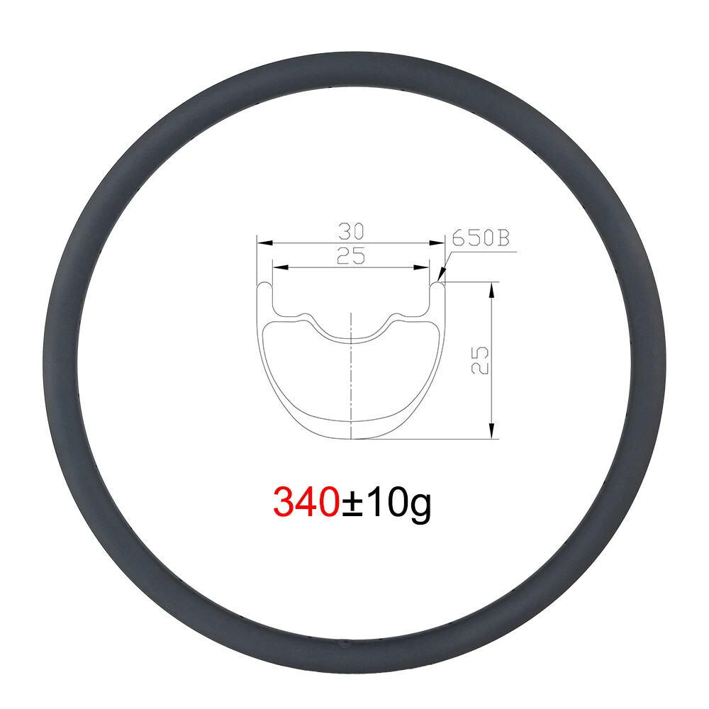 27.5» XC MTB Bike 30mm Wide 25mm Deep Carbon Rim Tubeless Cross Country Ring