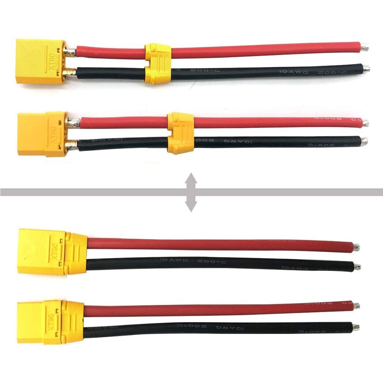 1 Pair 10AWG XT90 Pigtails Cable Male Female Connector for Ebike Li-Ion Battery