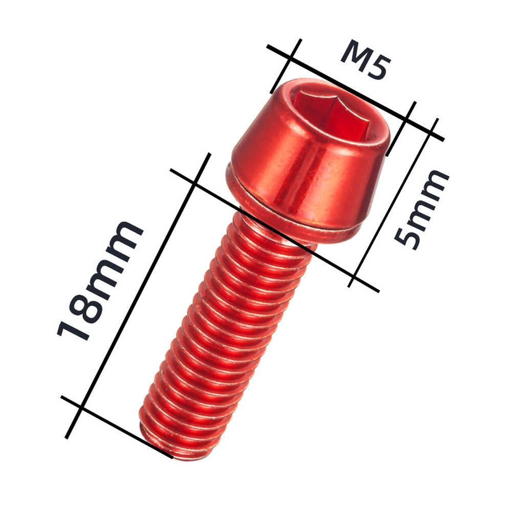 6x M5x18mm Stainless Bike Stem Bolts Taper Head Bicycle Conical With Washers