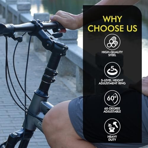 Adjustable Bike Stem Riser, Bike Handlebar Extender Set 31.8Mm 60° for Mountain