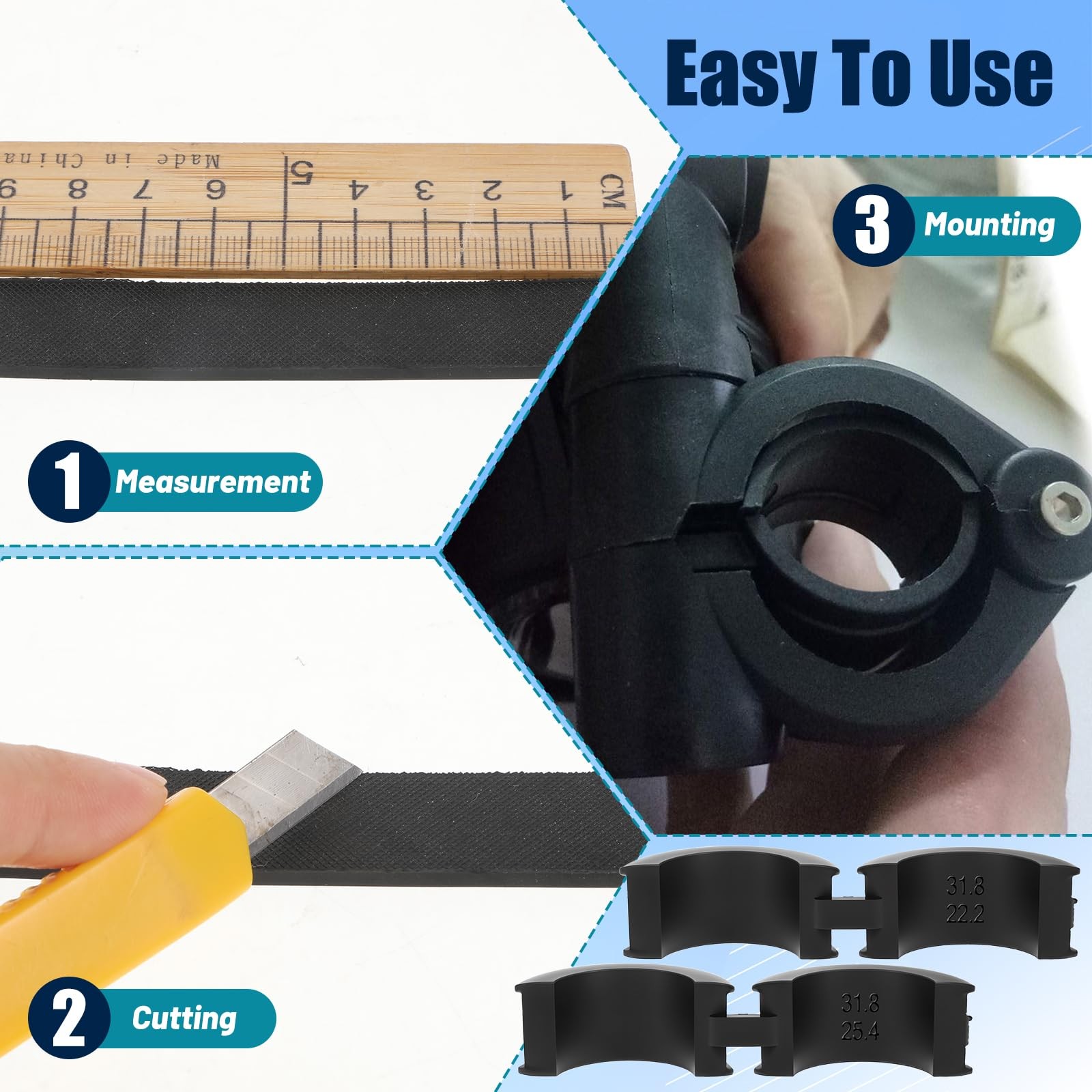 12 Pcs Black Bicycle Handlebar Rubber Gaskets 22.2-31.8mm