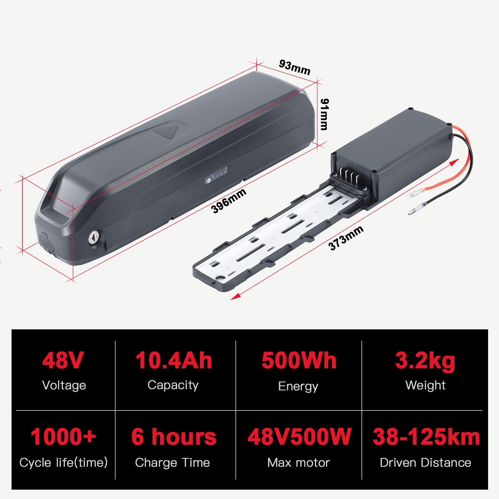VIVI Ebike Battery 48V 10.4Ah for F26F (HL085) H8 Battery Replacement 48V Batter