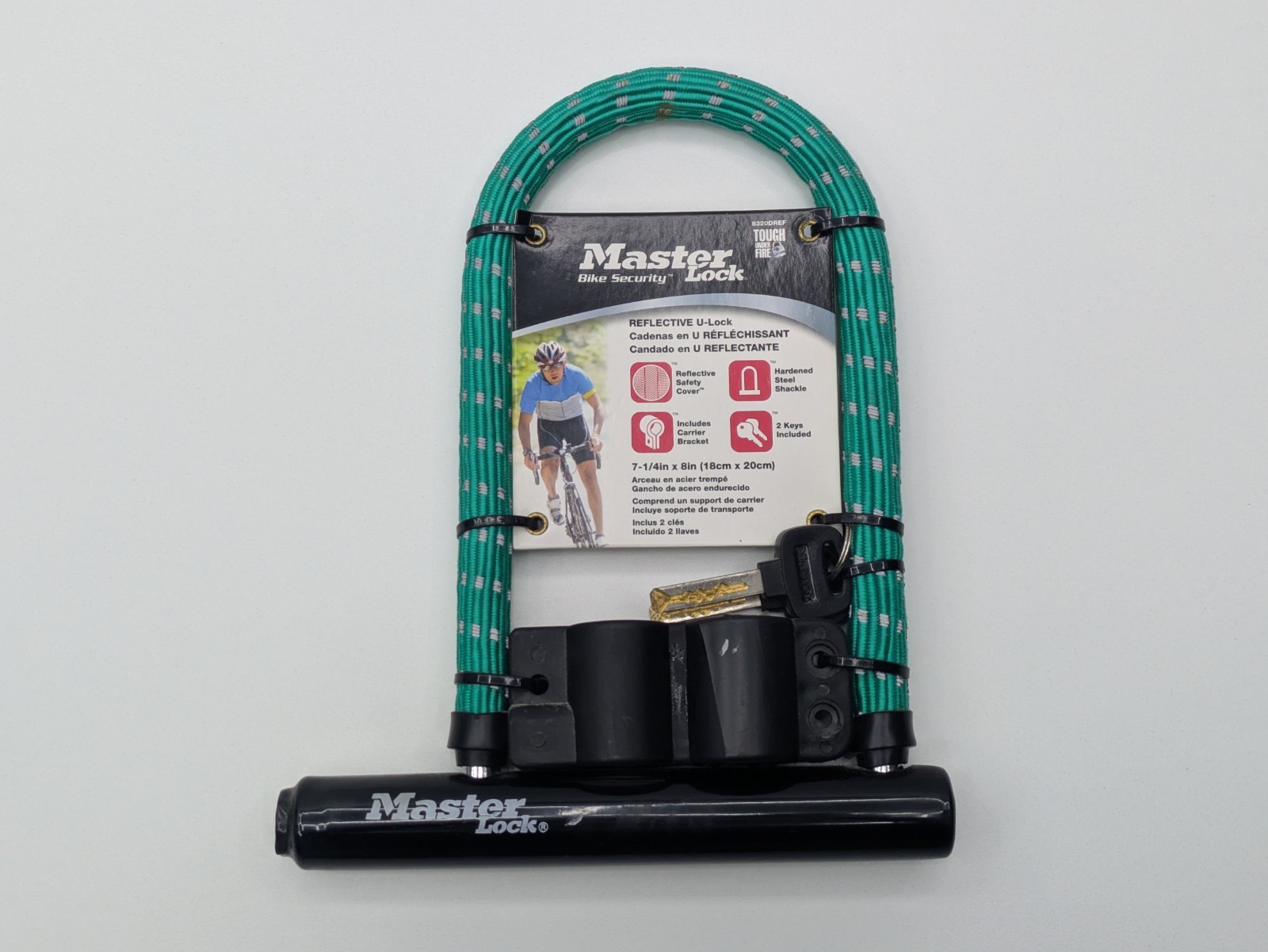 Master Lock Bicycle Bike Security Hardened Steel U-Lock w Carrier Bracket Teal