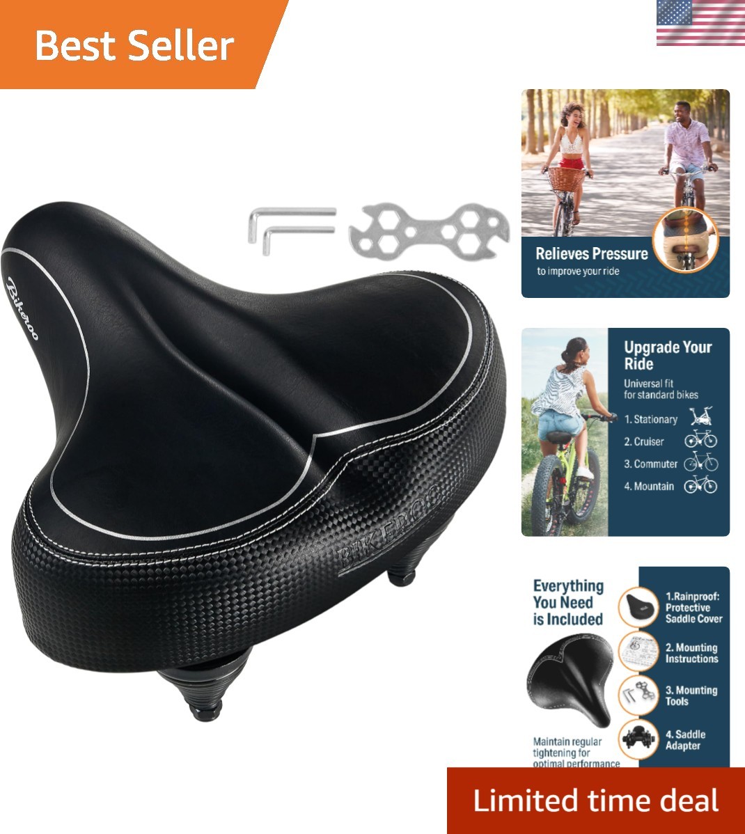 Universal Fit Wide Cruiser Saddle – Faux Leather Comfort Seat for Upgraded Rides