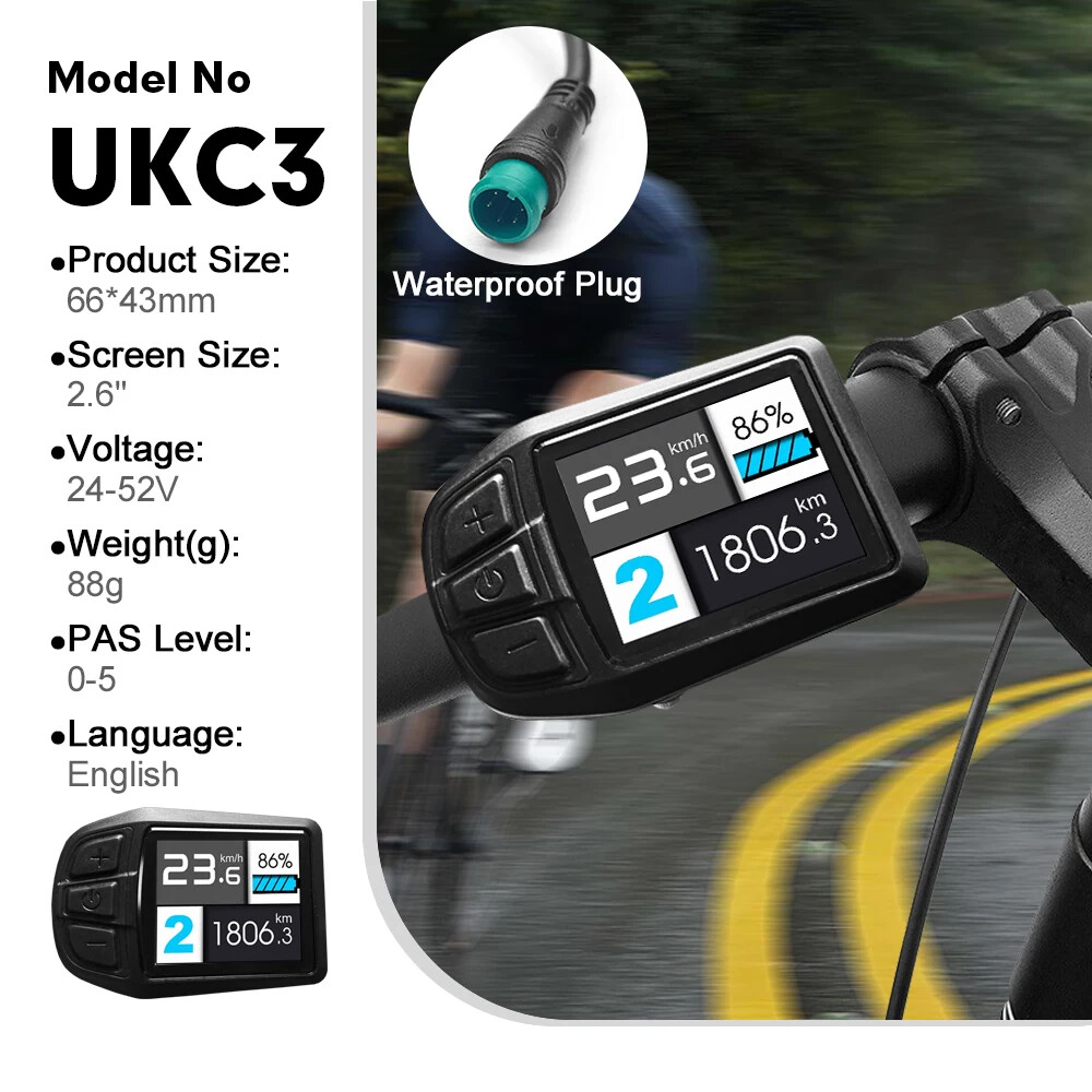 E-bike Display 24V/36V/48V/60V/72V Waterproof/SM Plug for E-bike Conversion Kit