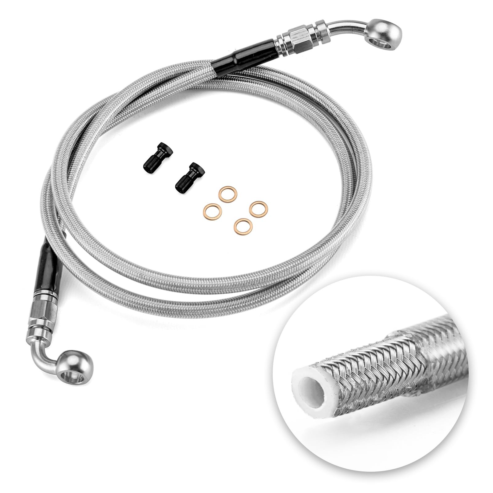 Mofun 48″ Extended Length Hydraulic Front Brake Line Kit Non-ABS Compatible w…