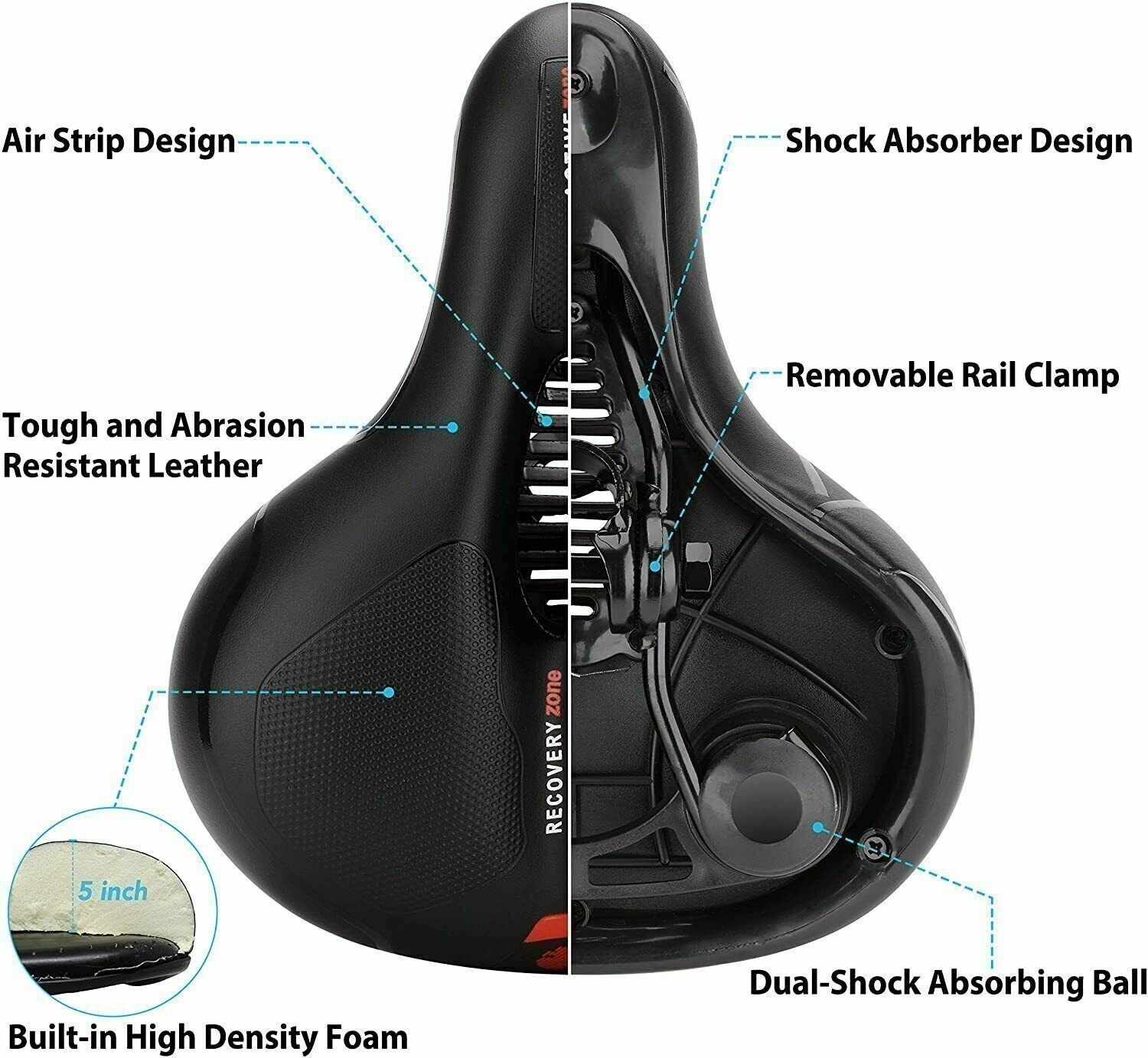 Extra Wide Big Bum Bike Bicycle Saddle Seat,Gel Cushion Sporty Soft Comfort Pad