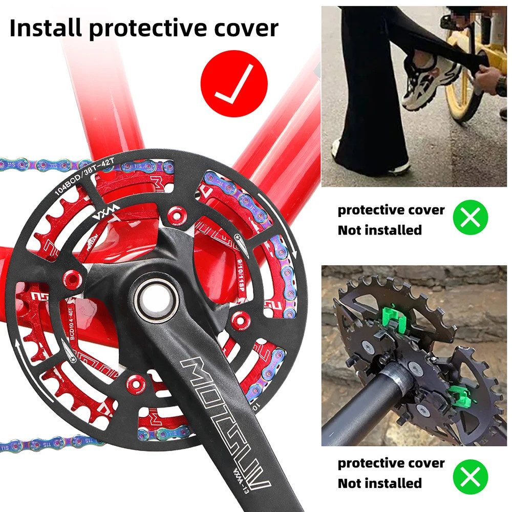 104BCD Bike Chainring Guard Crankset Protector 32-42T MTB Sprocket Cover