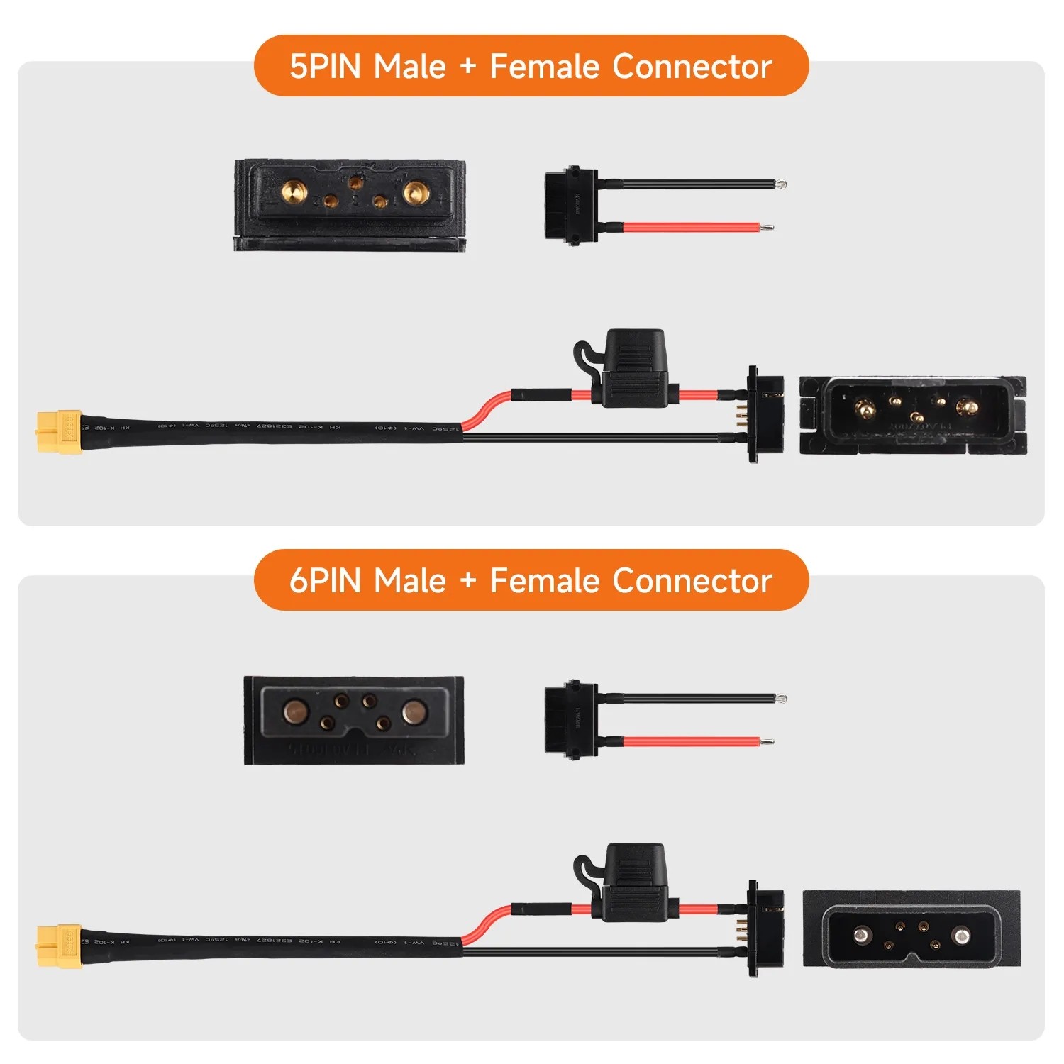 5/6Pin Male /Female Hailong Battery Discharge Connector eBike Power Battery Base
